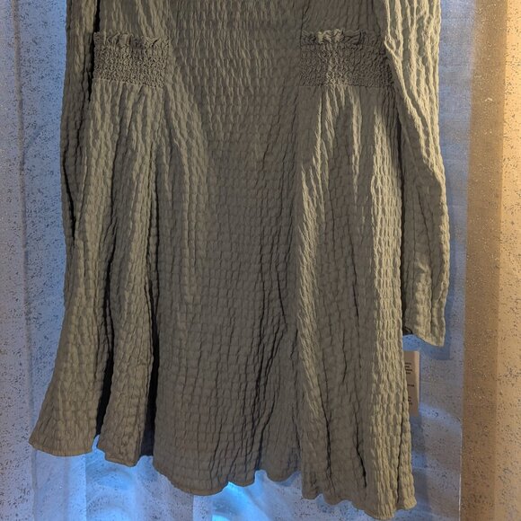 NWT ASOS Design Women Shirred Textured Babydoll Long Sleeve Dress Dusty Blue 10 - Picture 3 of 12